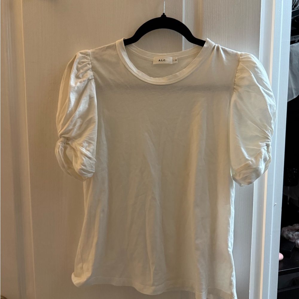 A.L.C. Short-Sleeve Puff-Sleeve Tee in Cream